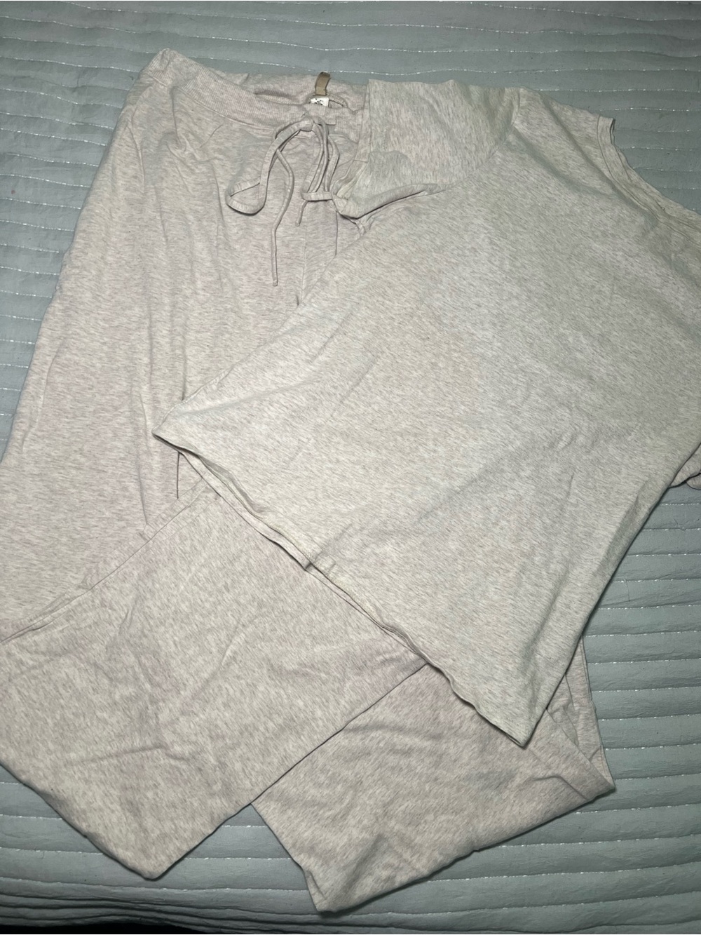 SKIMS Cotton Jersey T-Shirt & Straight Leg Pant Bundle XL - Heather Oatmeal